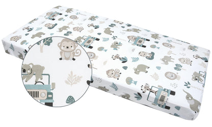 Medi Partners kummiga voodilina beebivoodile 60 × 120 cm, Mint Zoo