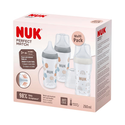 NUK Perfect Match lutipudelite komplekt 260 ml, 3+ kuud, 3 tk