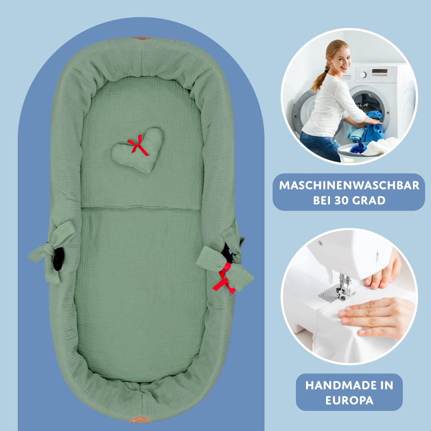 Totsy Baby musliinkangas vankrikorvi sisu (3-osaline komplekt), roheline
