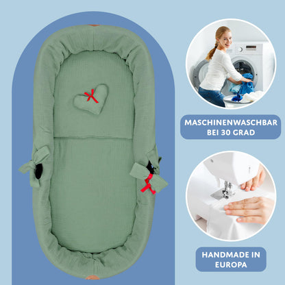 Totsy Baby musliinkangas vankrikorvi sisu (3-osaline komplekt), roheline