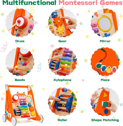 Puidust käimistugi 1+ muusika ja arendavate tegevustega, Montessori stiilis