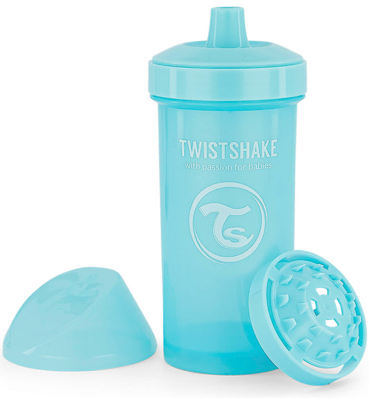 Twistshake Kid Cup lekkekindel joogipudel puuviljasegajaga 360 ml – sinine