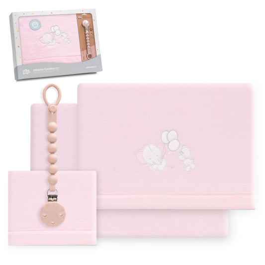 Interbaby voodipesukomplekt beebivoodile 60 x 120 cm, roosa, korallfliis