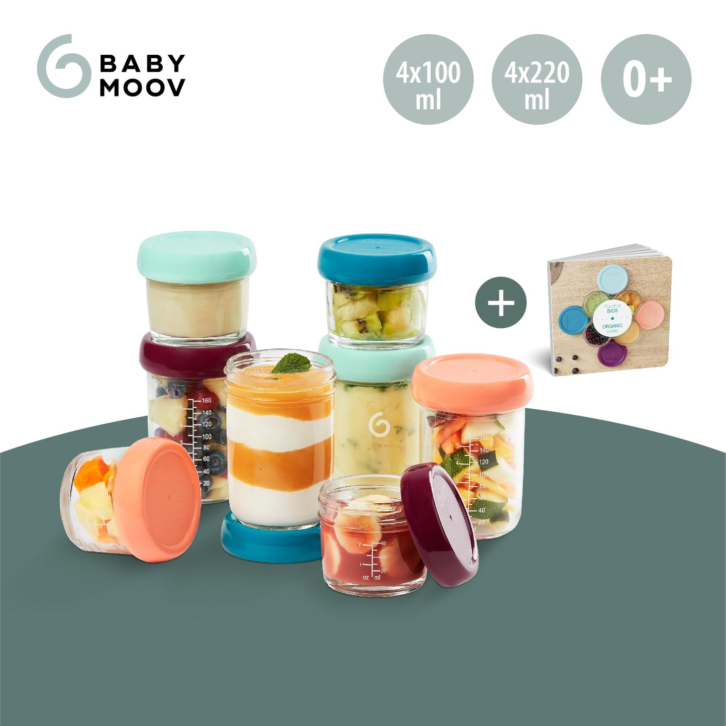 Babymoov klaasist toidupurgid beebitoidule, 8-osaline komplekt