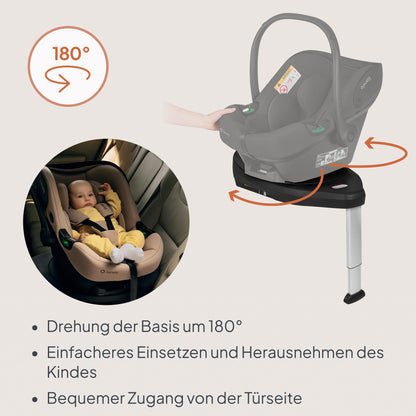 Lionelo Astrid i-Size Base Plus ISOFIX-jalusta turvakaukalolle, 180° kääntyvä, musta