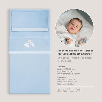 Interbaby talvine voodipesukomplekt 60 × 120 cm, Coralina, Elephant Balloon sinine
