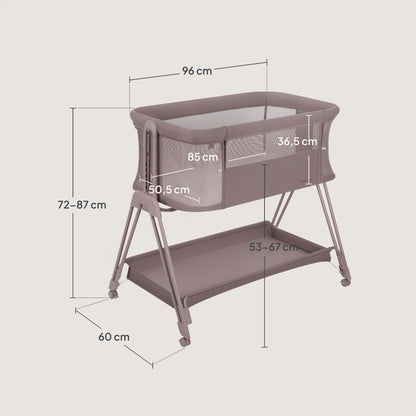 Lionelo Luna EIN -sivusänky ja matkasänky patjalla, beige (Beige Taupe), enintään 9 kg