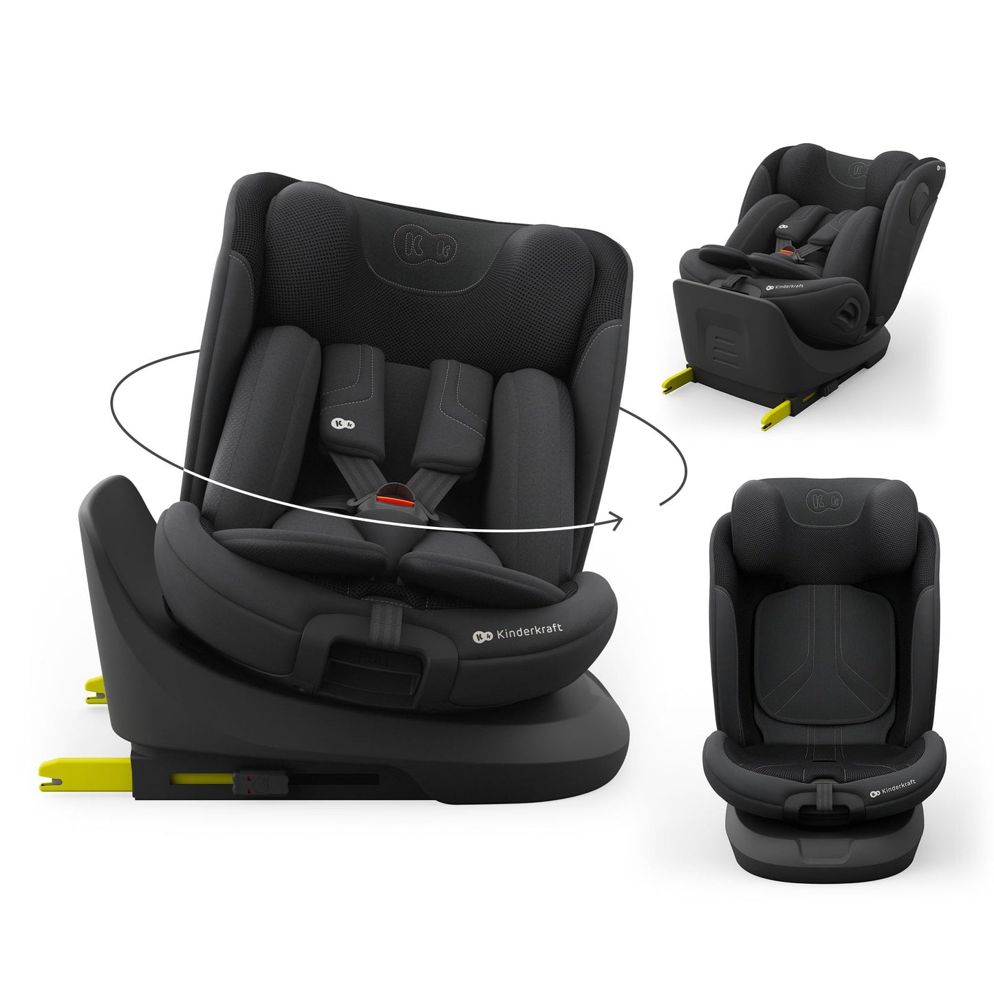 Kinderkraft I-GROW 2 PRO turvatool 0-36 kg, i-Size 40-150 cm, 360° pööratav, must