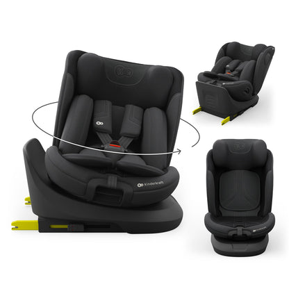 Kinderkraft I-GROW 2 PRO turvatool 0-36 kg, i-Size 40-150 cm, 360° pööratav, must