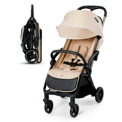 Kinderkraft APINO kerge jalutuskäru kuni 24 kg, auto-fold süsteemiga, beež