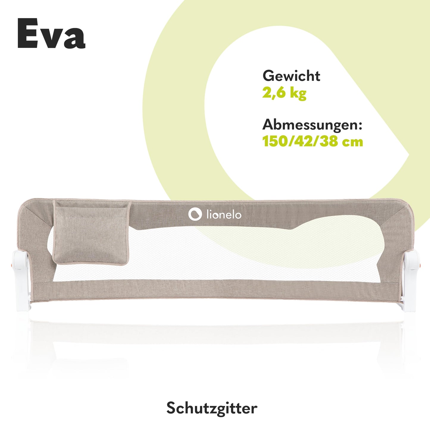 Lionelo Eva voodipiire 150 × 42 cm, kokkupandav, beež