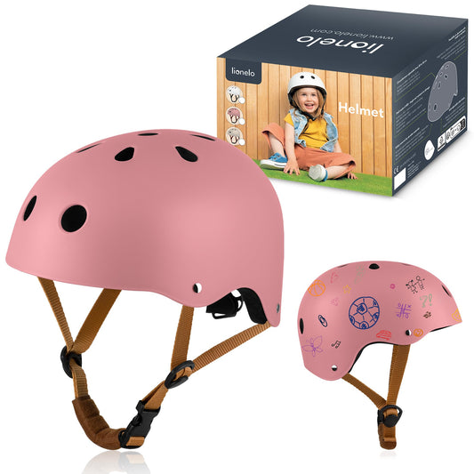 Lionelo Helmet lastenkypärä vaaleanpunainen, säädettävä 50-56 cm, leukasuojalla