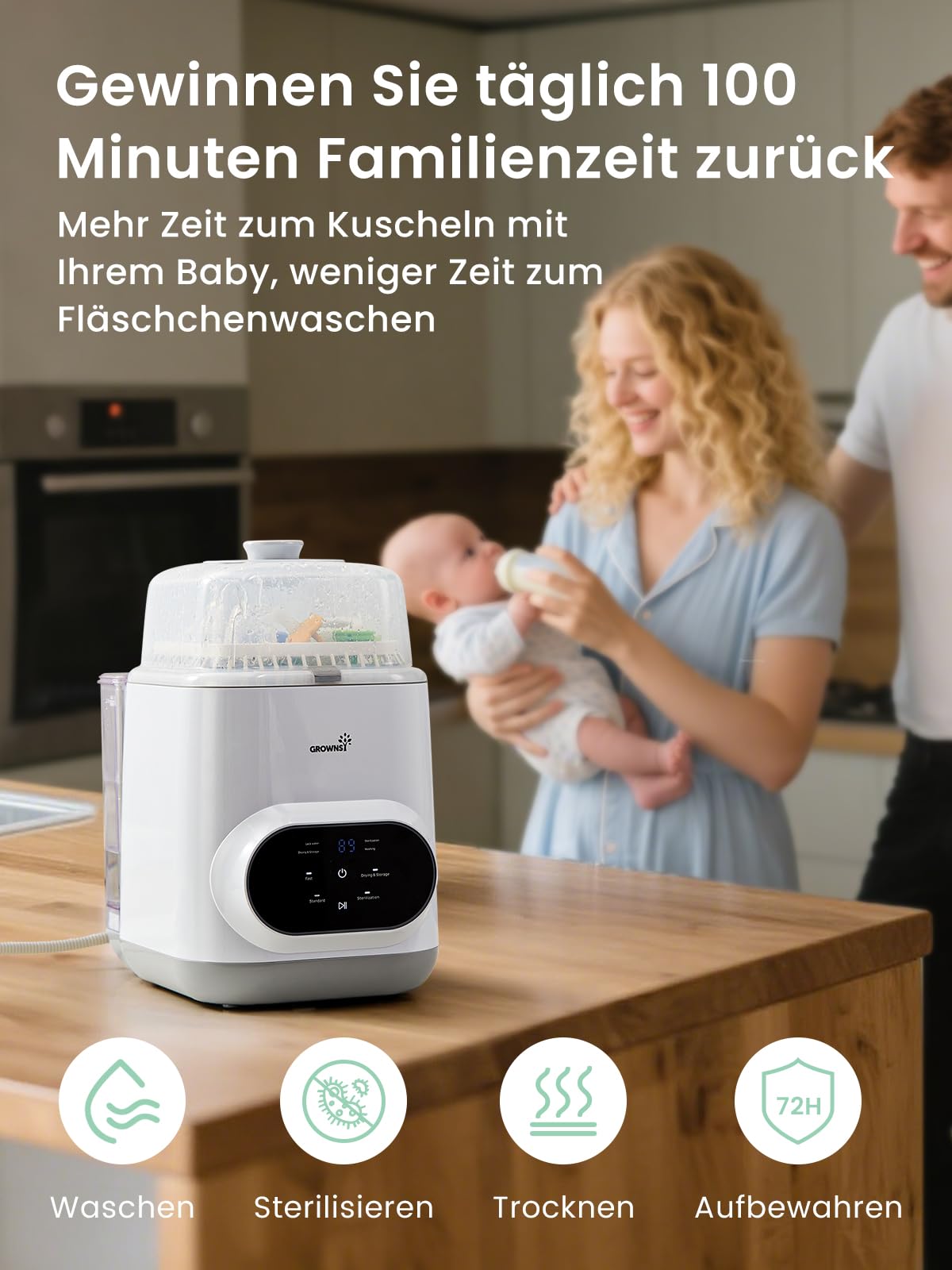 Grownsy Baby Bottle Washer Pro pudelipesumasin, sterilisaator ja kuivati