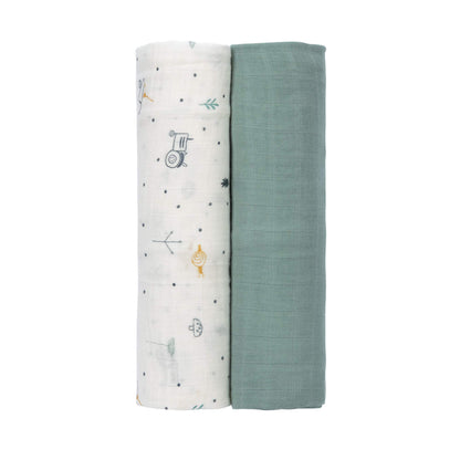 Lässig Heavenly Soft Swaddles XL musliintekid 120 × 120 cm, 2 tk, Garden Explorer Mint