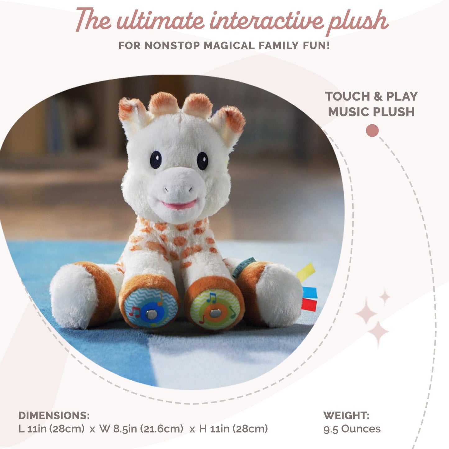 Sophie la girafe interaktiivne muusikaline plüüs, „Touch and Play Music”, 3+ kuud