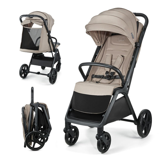 Kinderkraft LOOM kompaktne ja kerge jalutuskäru, automaatne kokkupanek, beige