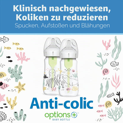 Dr. Brown's lutipudel Anti-Colic Weithals, 270 ml, 0+ kuud, Ocean, 2 tk