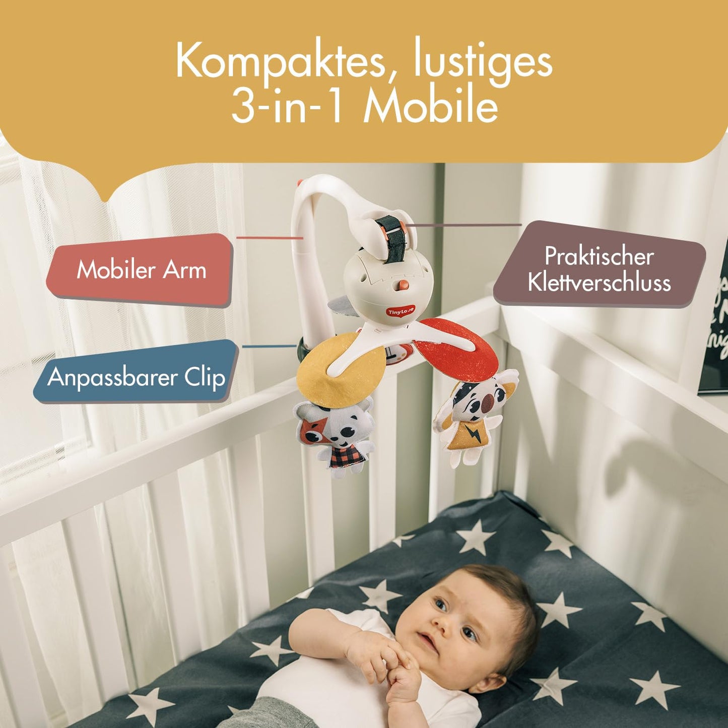 Tiny Love kaasaskantav muusikaline voodikarussell 3-in-1 Tiny Rockers, 0+ kuud