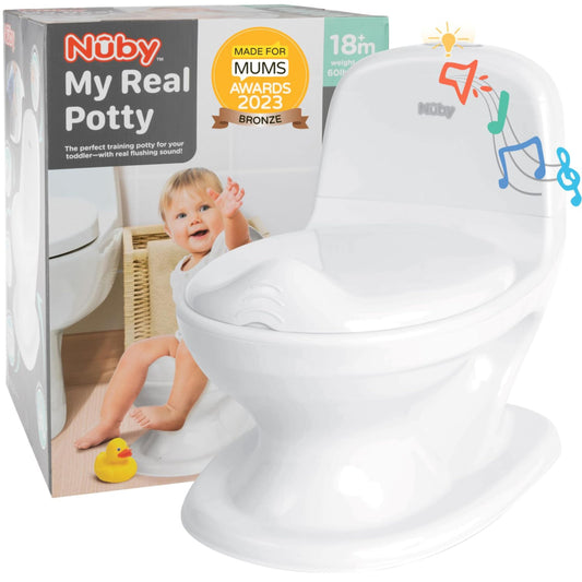 Nuby My Real Potty realistliku heliefektiga treeningpott, eemaldatav anum ja libisemiskindel põhi
