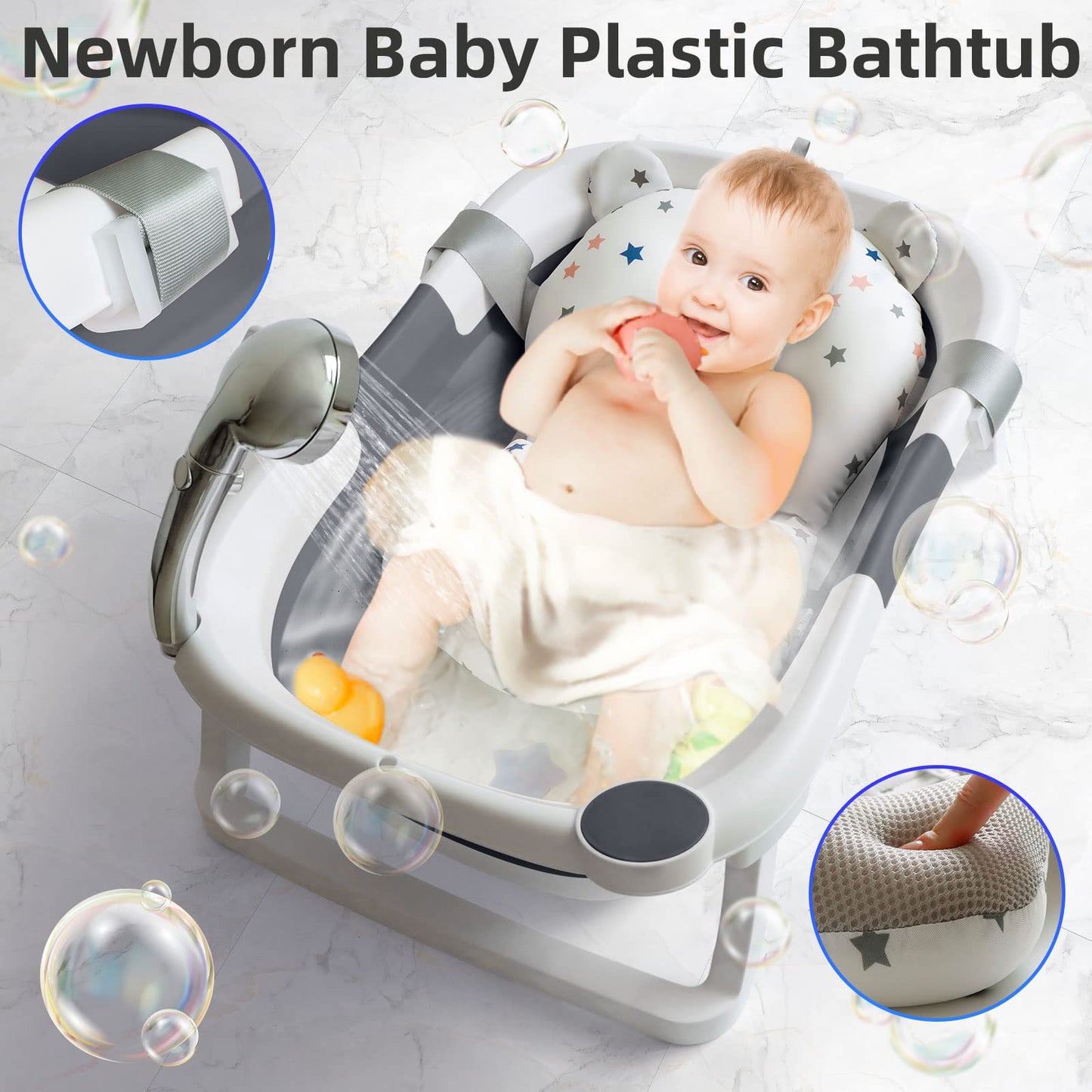 Kokkupandav beebivann pehmendusega, hall