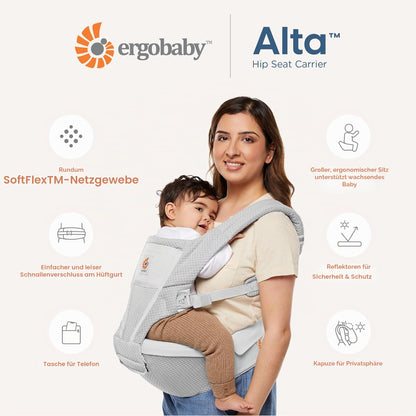 Ergobaby Alta Hip Seat -kantoreppu lantioistuimella, SoftFlex Mesh, 4–48 kuukautta, grafiitinharmaa