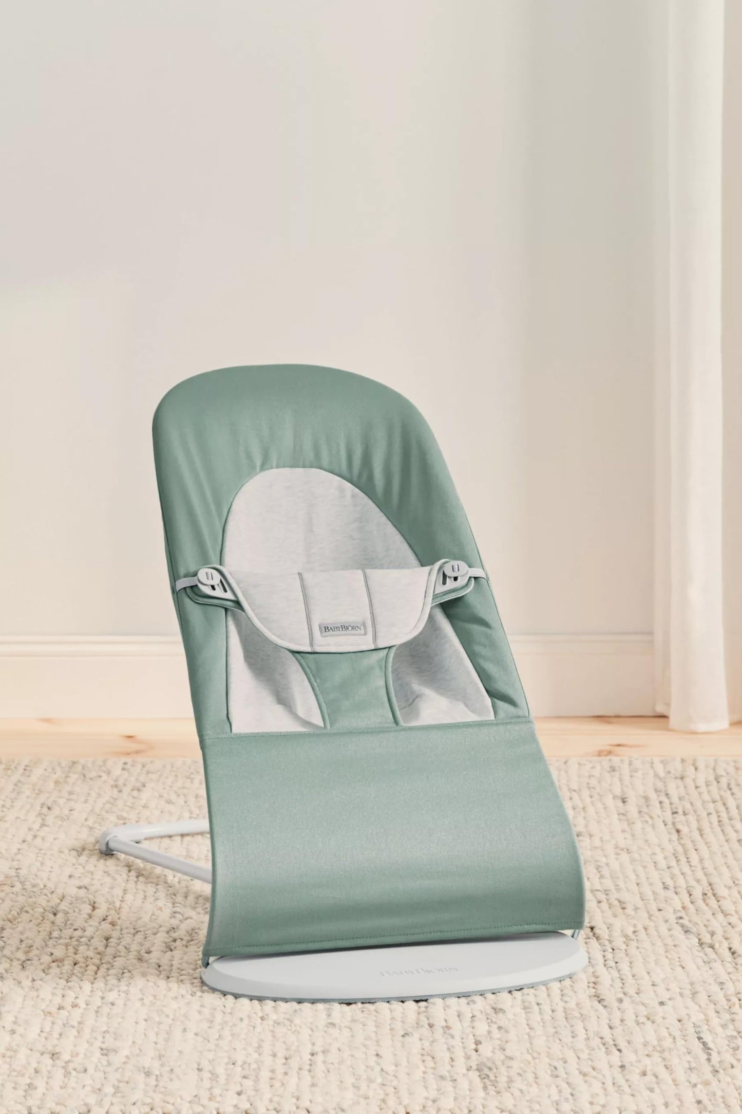 BabyBjörn Balance Soft beebi lamamistool/bouncer, hallikasroheline/hall