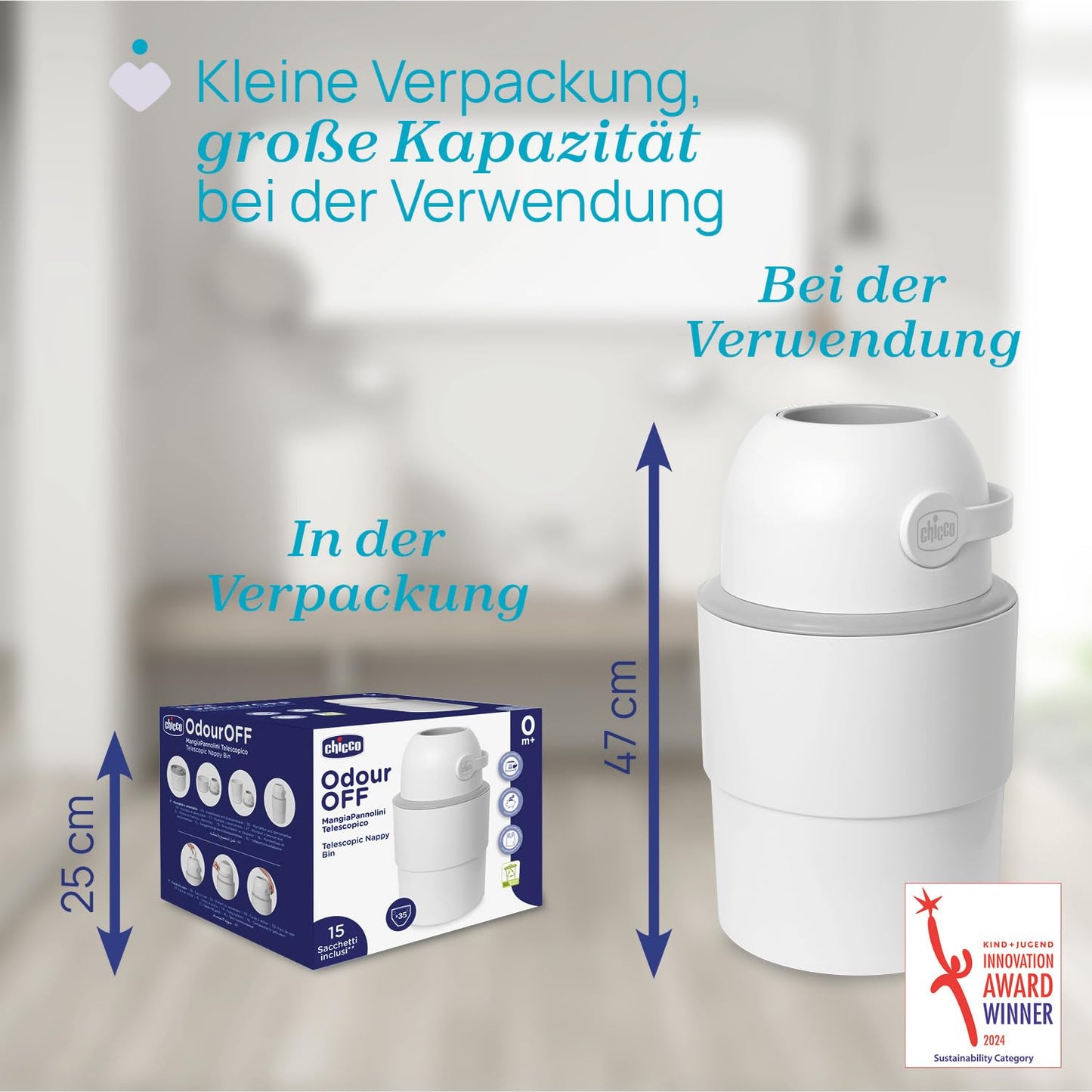 Chicco Compact Odor Control mähkmeämber, kokkupandav, valge
