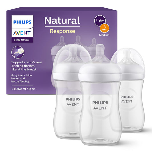Philips Avent Natural Response lutipudelid, 3 × 260 ml, BPA-vaba, 3-6 kuud