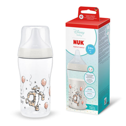 NUK Perfect Match lutipudel Tigger, 260 ml, 3+ kuud, temperatuurinäidikuga