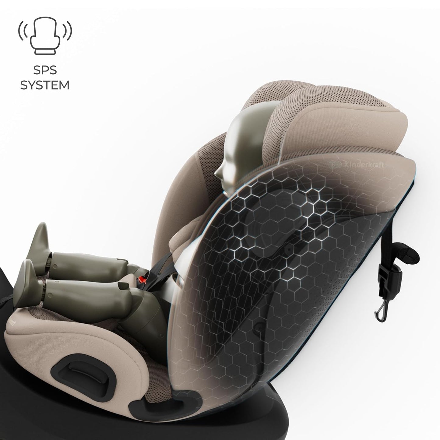 Kinderkraft I-GROW 2 PRO turvatool 0-36 kg, i-Size 40-150 cm, 360° pööratav, beež