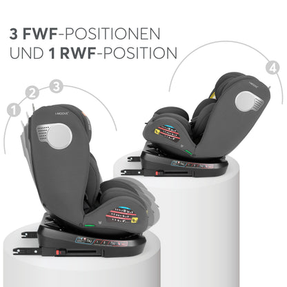 Kikka Boo turvatool i-MOOVE 2, i-SIZE, 40-150 cm, ISOFIX, 360° pöörduv, tumehall