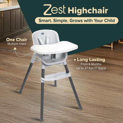 Chicco Zest söögitool Moon Grey, hall, alates 6 kuust kuni 40 kg