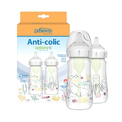 Dr. Brown's lutipudel Anti-Colic Weithals, 270 ml, 0+ kuud, Ocean, 2 tk
