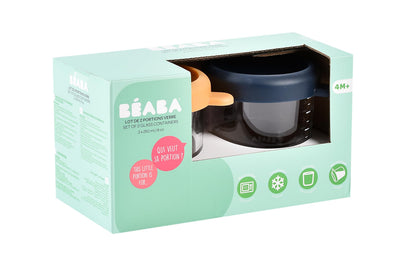 Béaba klaasist beebitoidu säilituspurgid 250 ml, 2 tk (Night Blue/Honey)