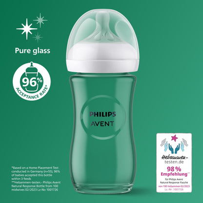 Philips Avent Natural Response klaasist lutipudel 240 ml, 3+ kuud