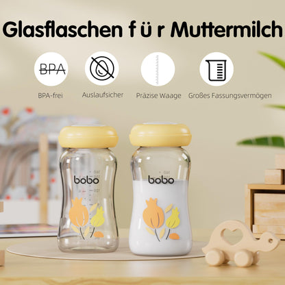 YOHKOH premium klaaspudelid rinnapiima säilitamiseks, 160 ml (4 tk)