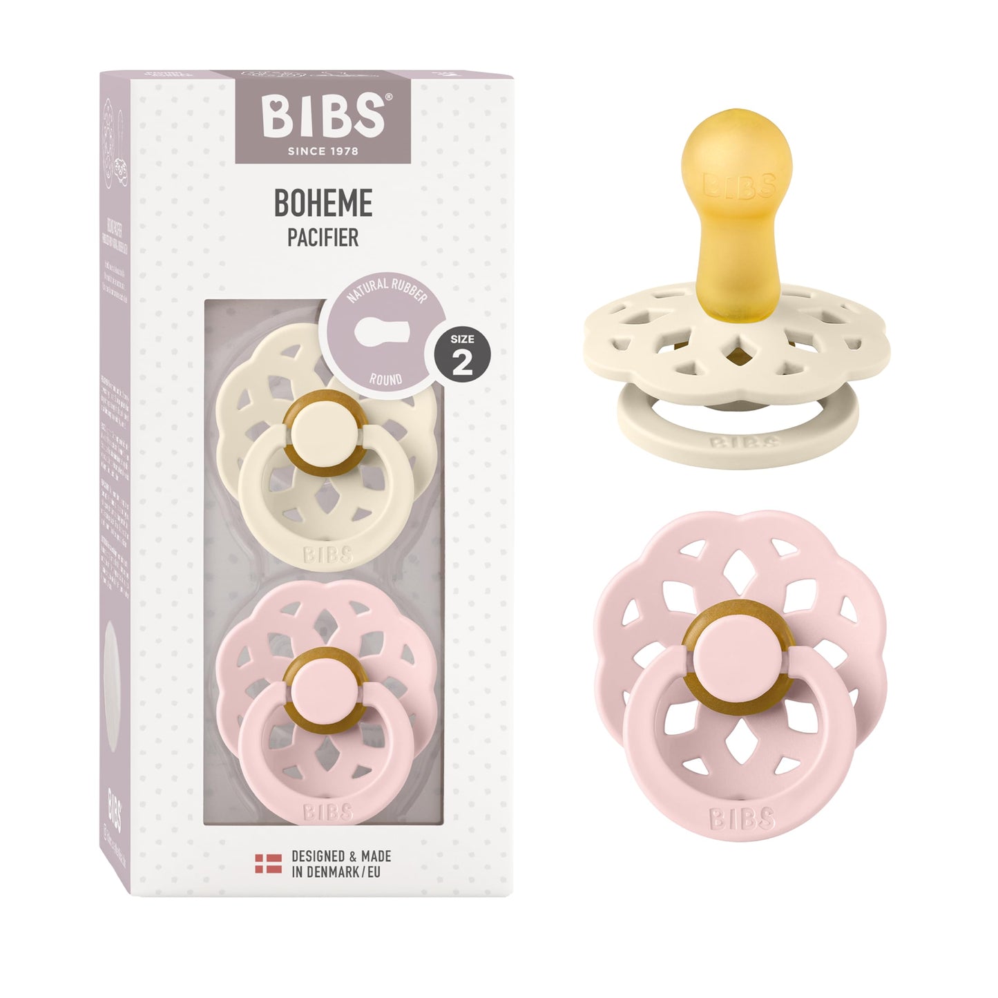 BIBS Boheme kollektsiooni lutid, 6–18 kuud, 2 tk – Ivory / Blossom