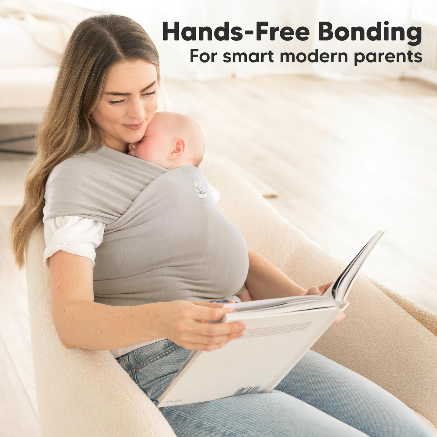 KeaBabies beebikandelina Original – ergonoomiline, stone gray (vastsündinust väikelapseni)