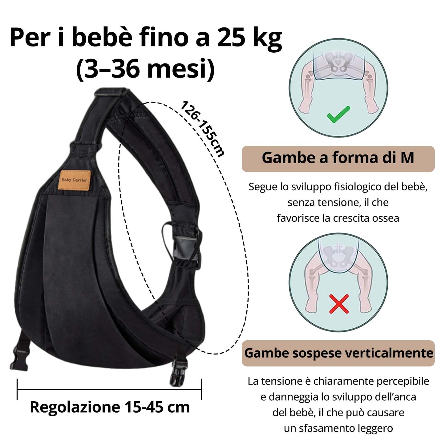 Ergonoomiline beebi-ja väikelapse kandekott/puusakandja (0–36 kuud)