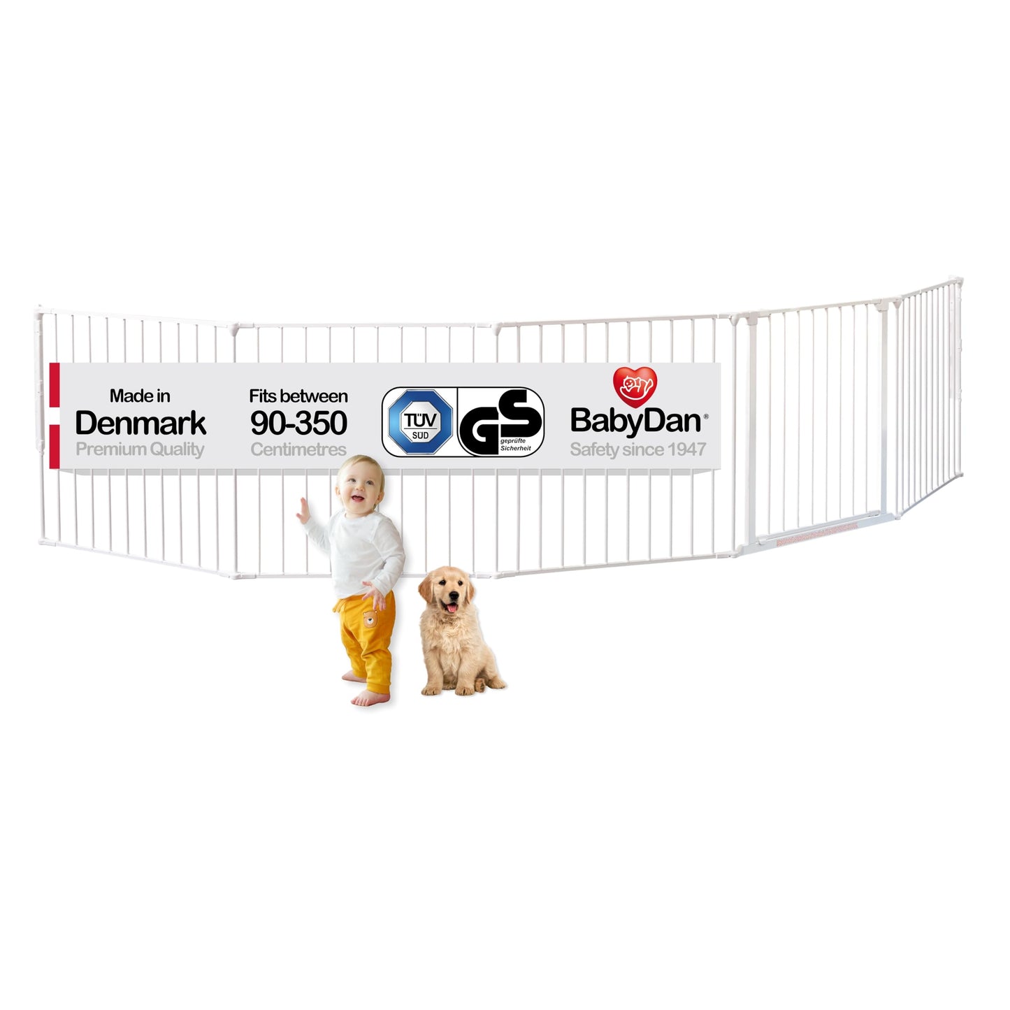 BabyDan Flex XXL turvavärav 90-350 cm, valge, mudel 56824-2400-10-75