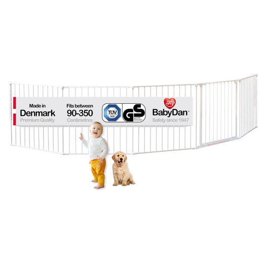 BabyDan Flex XXL turvavärav 90-350 cm, valge, mudel 56824-2400-10-75