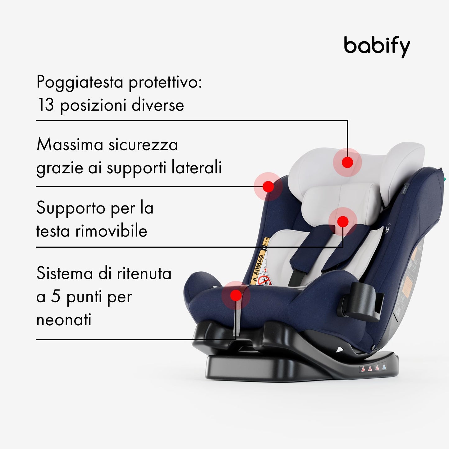 Babify 3-in-1 turvatool 40–150 cm (R129), turvavööga kinnitatav – sinine/hall