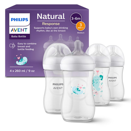 Philips Avent Natural Response lutipudelite kinkekomplekt 4 × 260 ml, T3 (3-6 kuud)