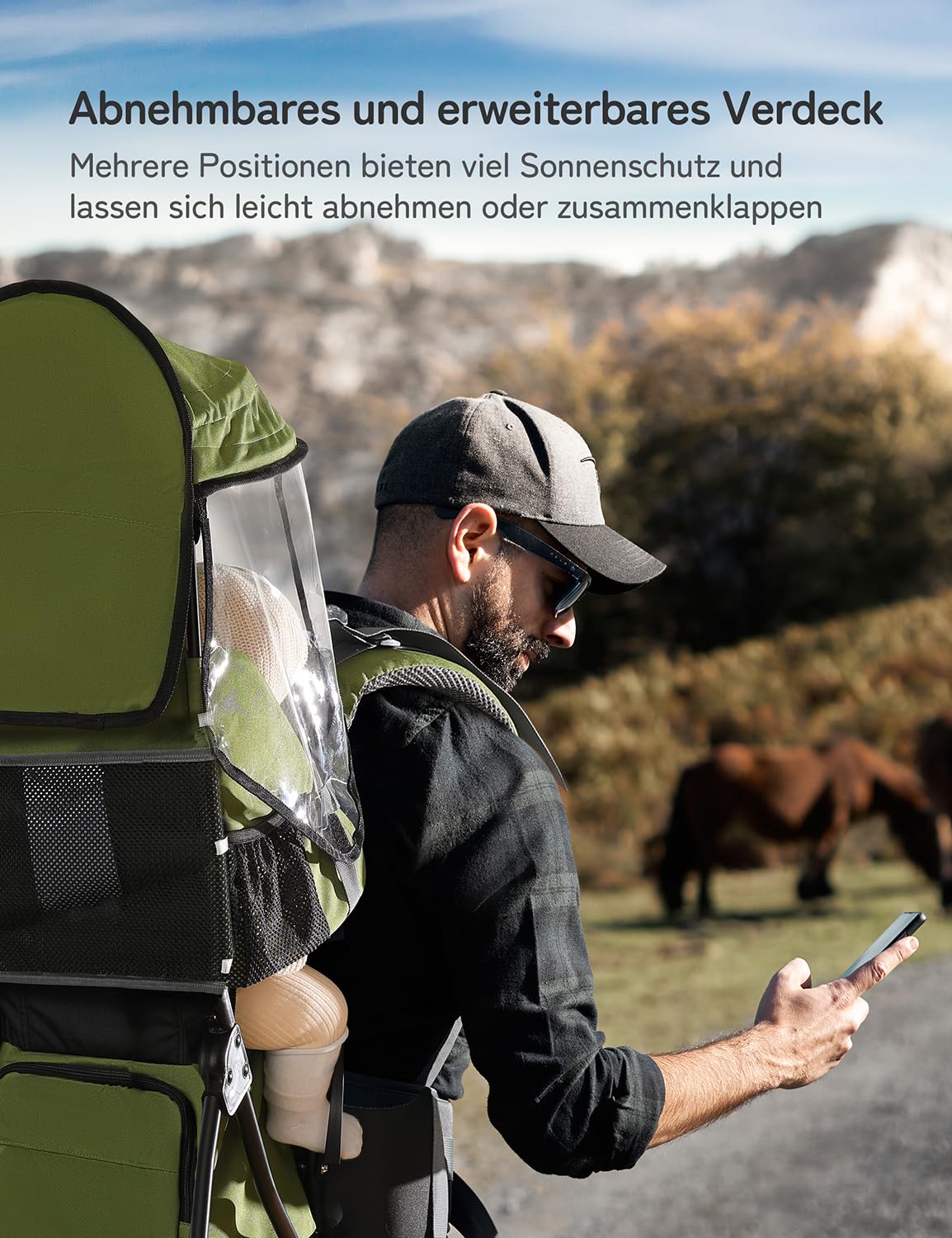 Besrey matkaseljakott lapsekandmiseks, kokkupandav ja kerge, Army Green