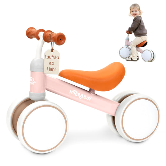 Interbaby jooksuratas beebidele 12-36 kuud, roosa, 4 rattaga