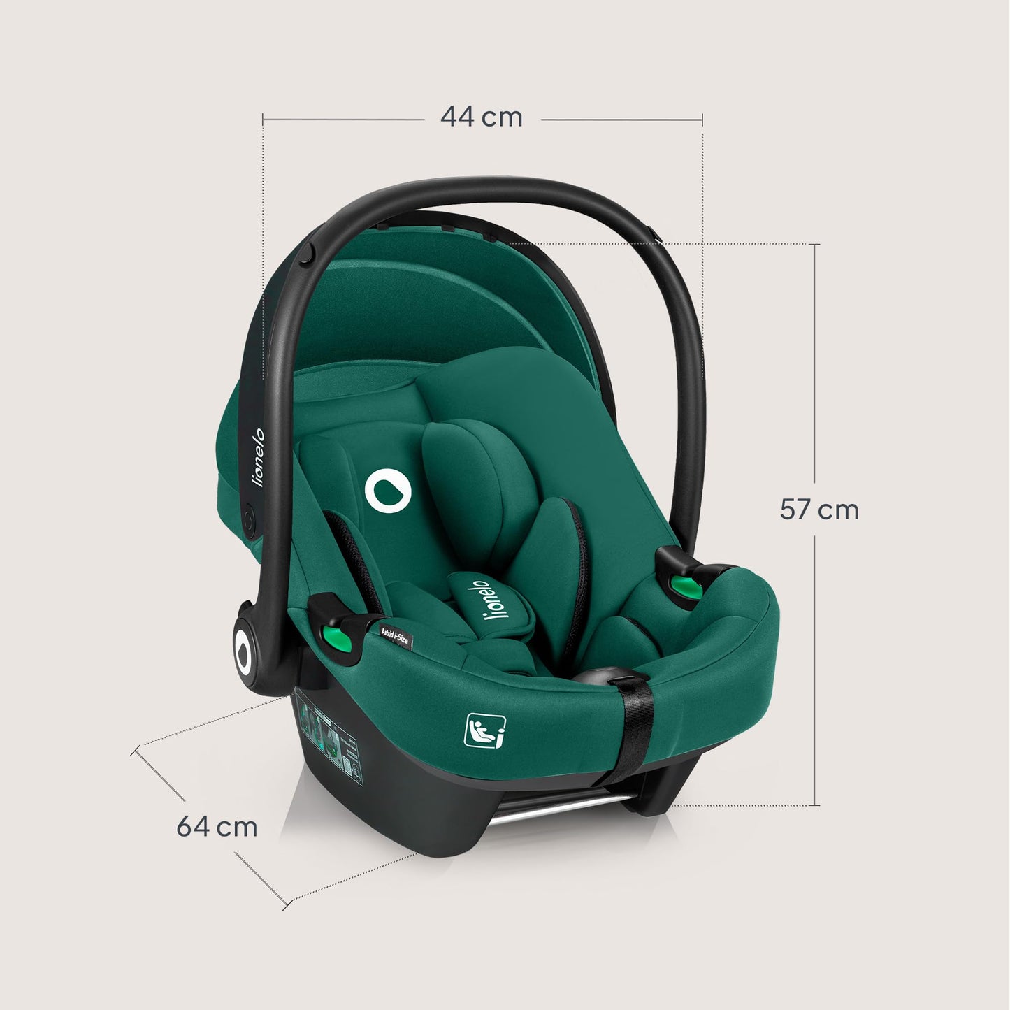 Lionelo Astrid i-Size turvahäll 40–87 cm (R129), ADAC testitud, roheline