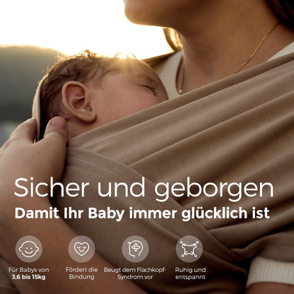 Momcozy Ring Sling -kantoliina vastasyntyneelle, 3,6-15 kg, vaalea kahvinruskea