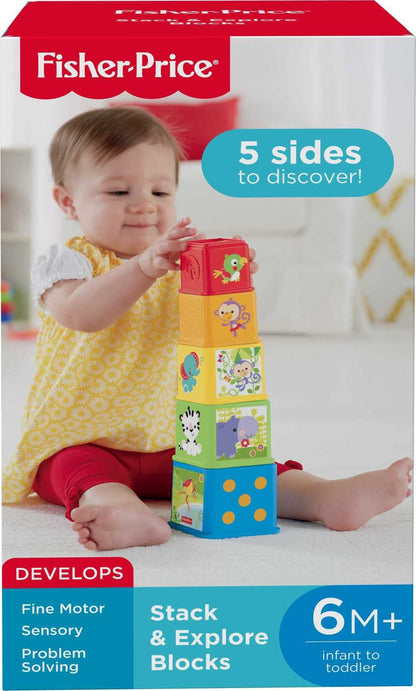Fisher-Price Stack & Explore virnastamis- ja pesemisklotsid (5 tk), alates 6. elukuust