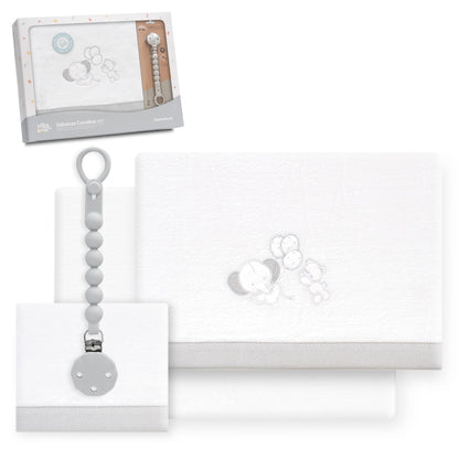 Interbaby voodipesukomplekt beebivoodile 60 x 120 cm, valge/hall