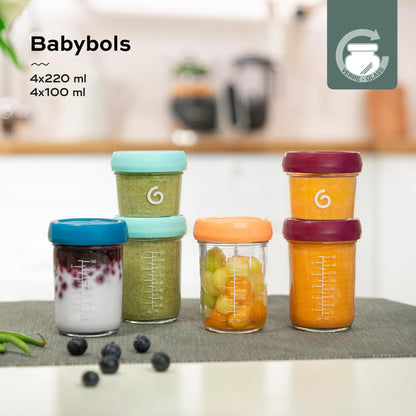 Babymoov klaasist toidupurgid beebitoidule, 8-osaline komplekt